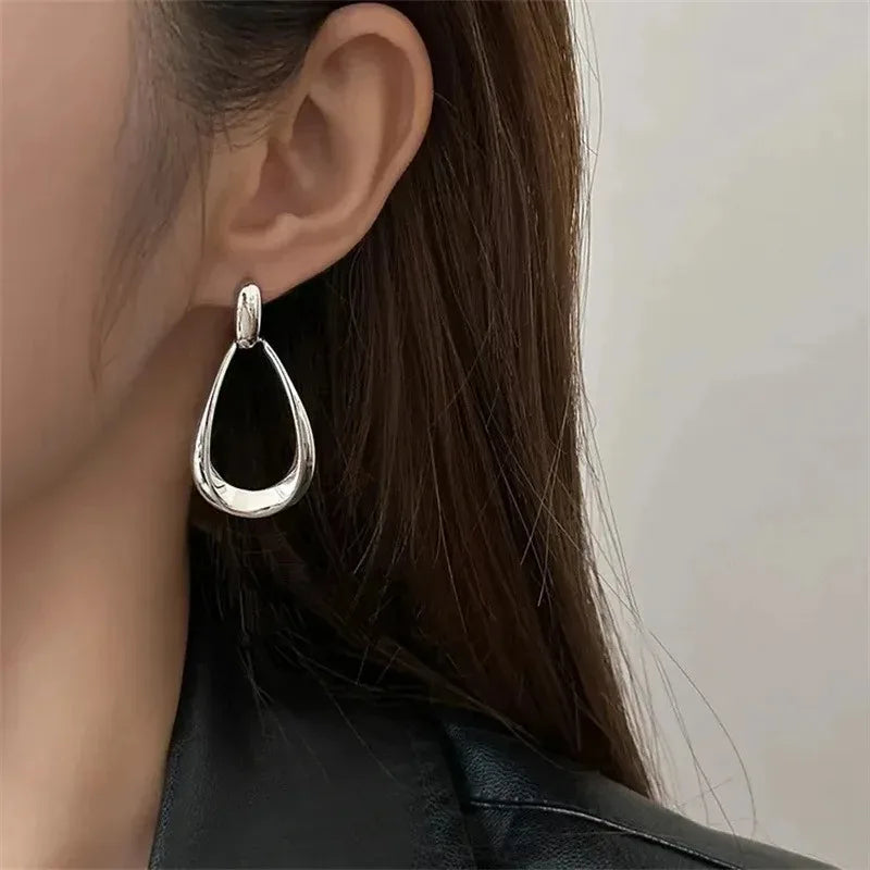 Dangle Hoop Silver Earrings