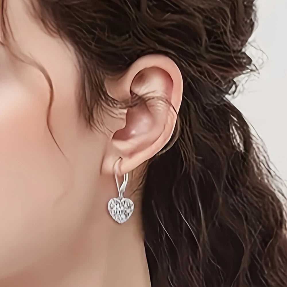 Silver Hollow Heart Earrings