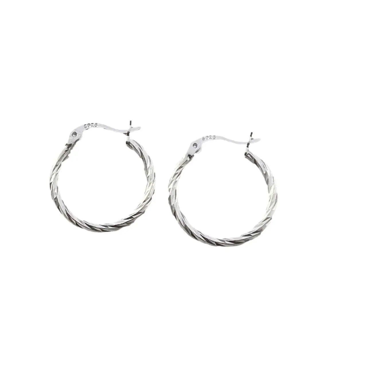 Twisted Hoop Silver Earrings