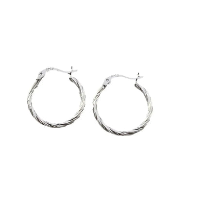 Twisted Hoop Silver Earrings
