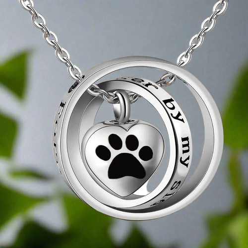 'No Longer By My Side, Forever In My Heart' – Stainless Steel Urn Paw Necklace