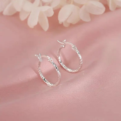Twisted Hoop Silver Earrings