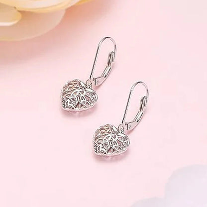Silver Hollow Heart Earrings
