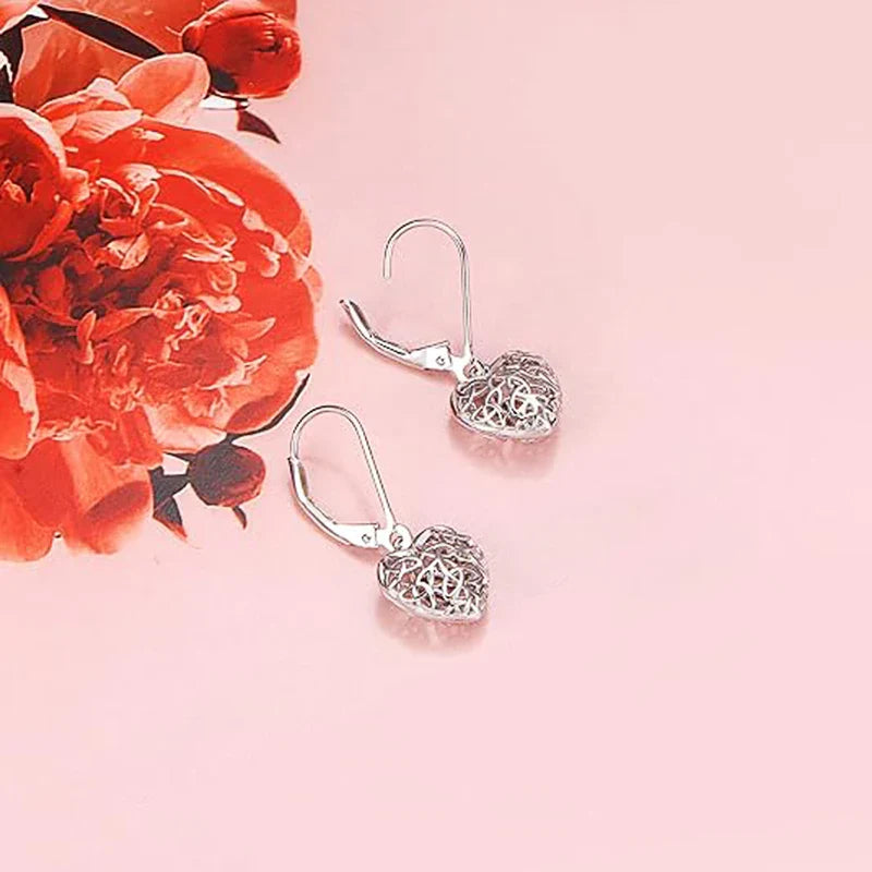 Silver Hollow Heart Earrings