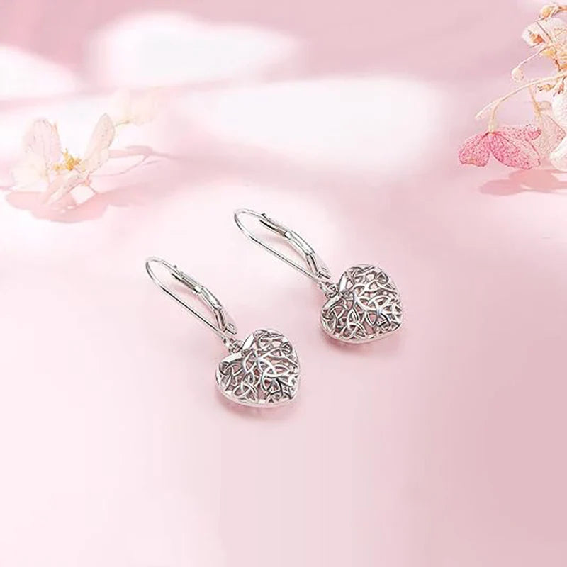 Silver Hollow Heart Earrings