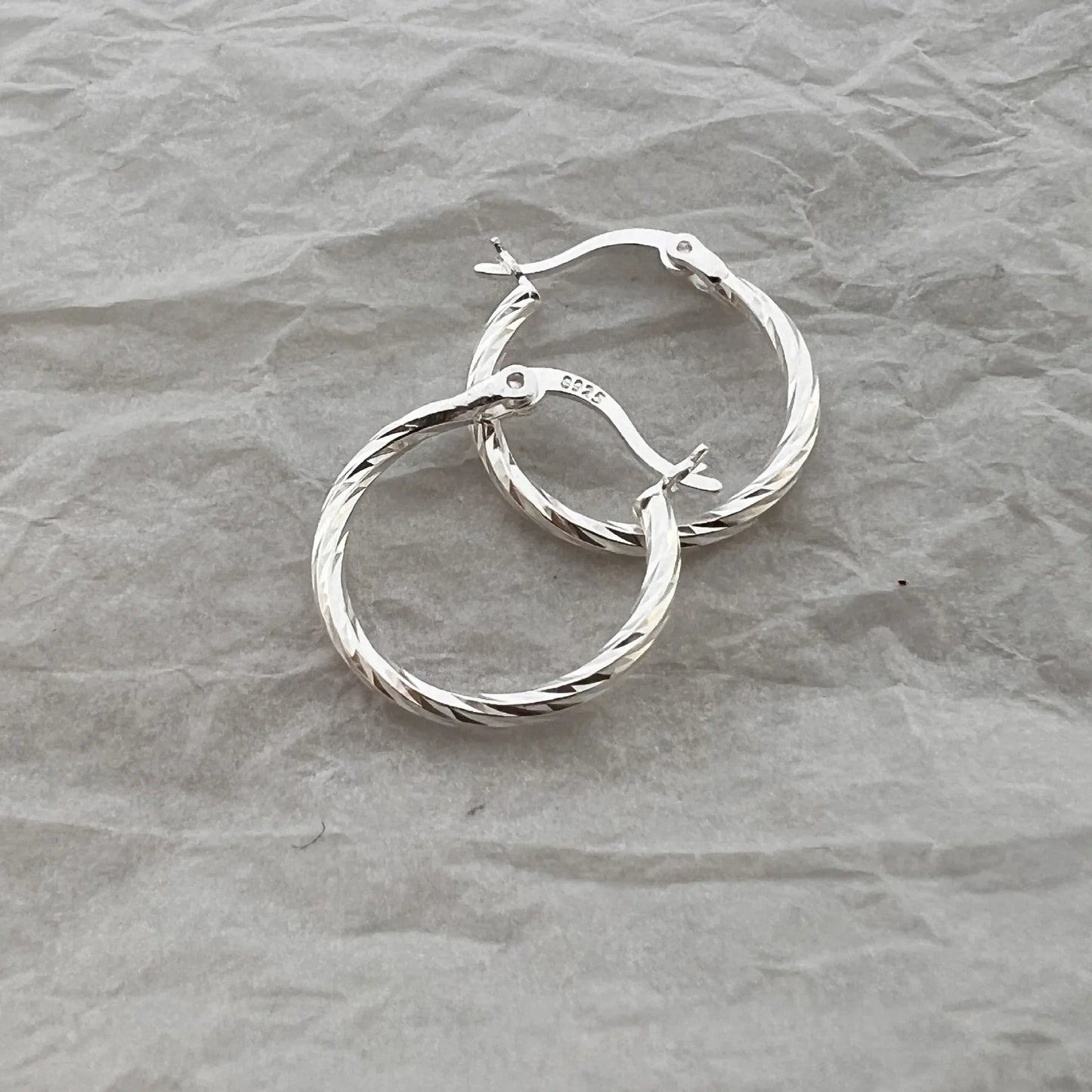 Twisted Hoop Silver Earrings