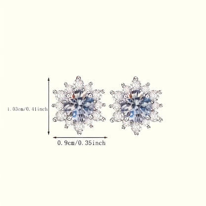 Flower Crystal Silver Earrings