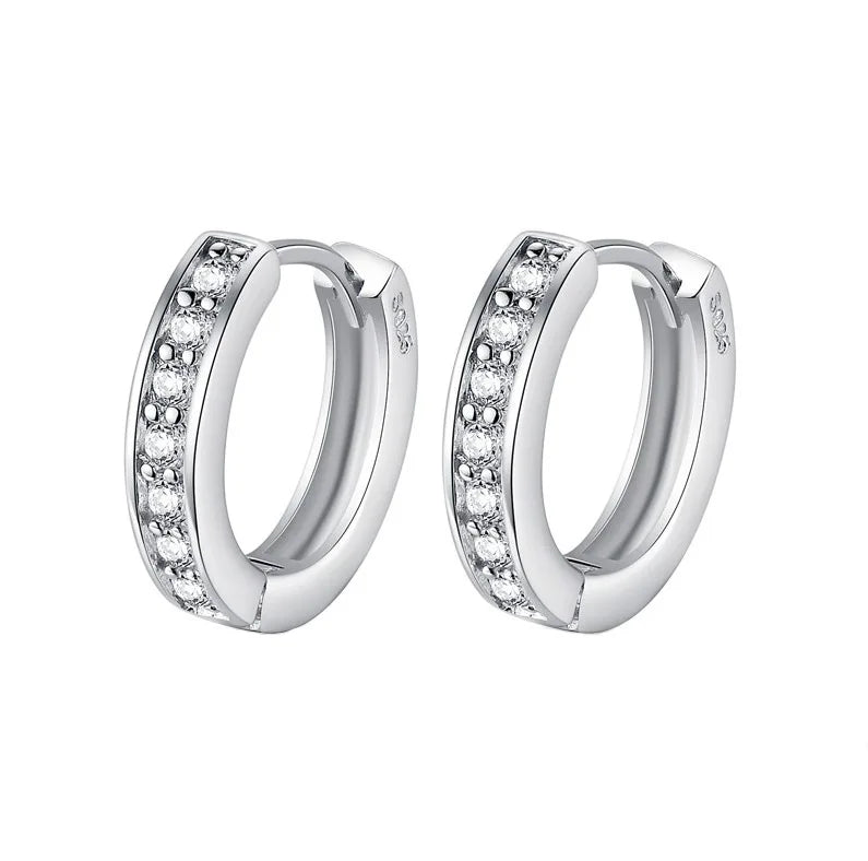 Inlaid Zirconia Hoop Earrings