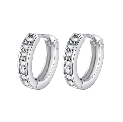 Inlaid Zirconia Hoop Earrings