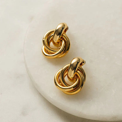 Statement Interlocking Earrings | White Gold 14k
