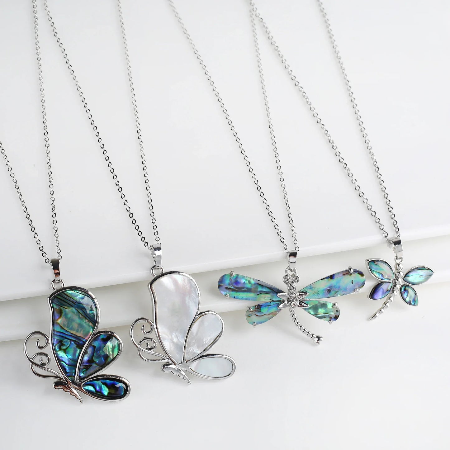 Natural Shell Butterfly Pendant Necklace