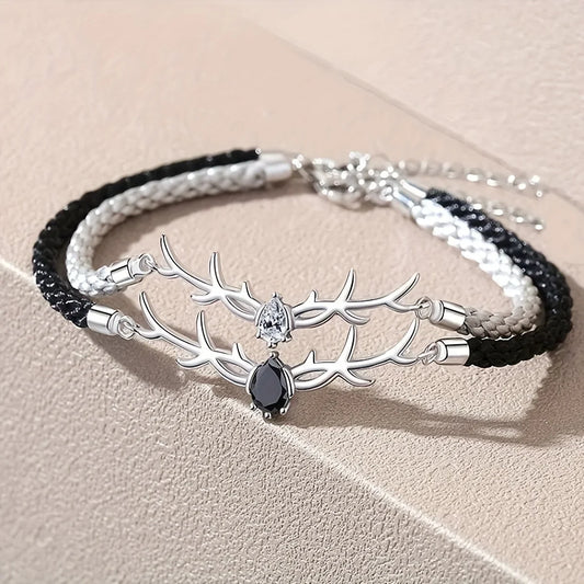 Deer Horn Heart Bracelet with Zircon