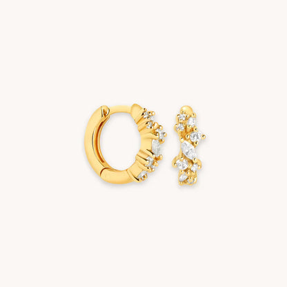 Crystal Cluster Huggies | Gold 18k