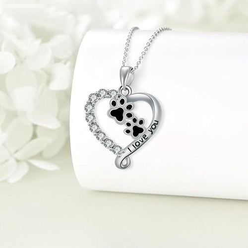 Heart-shaped Pendant Paw Necklace