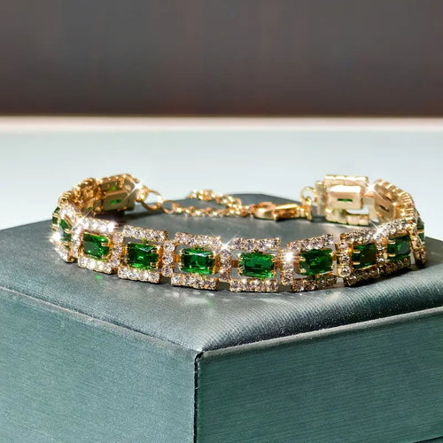 Emerald Green Statement Bracelet | Gold