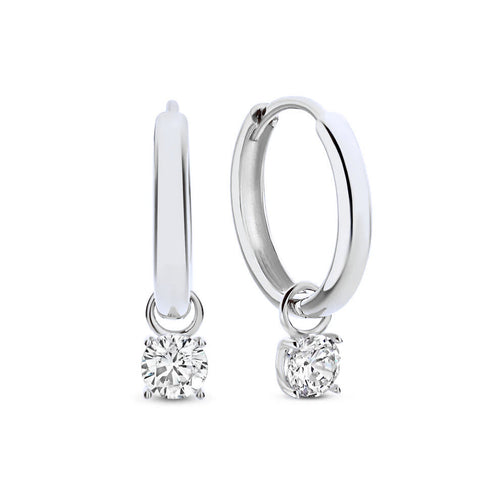 Larmes de Lune Stone Hoop Earrings | White Gold 14k