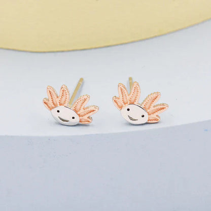 Axolotl Stud Earrings in Sterling Silver