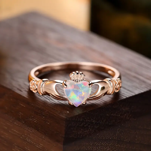 Rose Opal Crown Ring