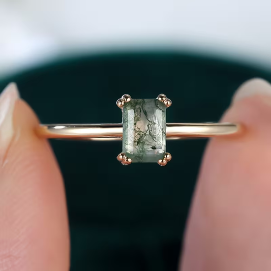 Moss Agate Stone Fine Ring