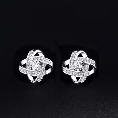 Twisted Orbit Silver Earrings