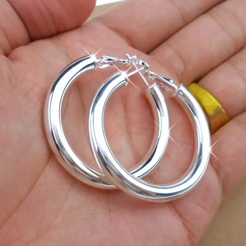 Silver Glow Hoops