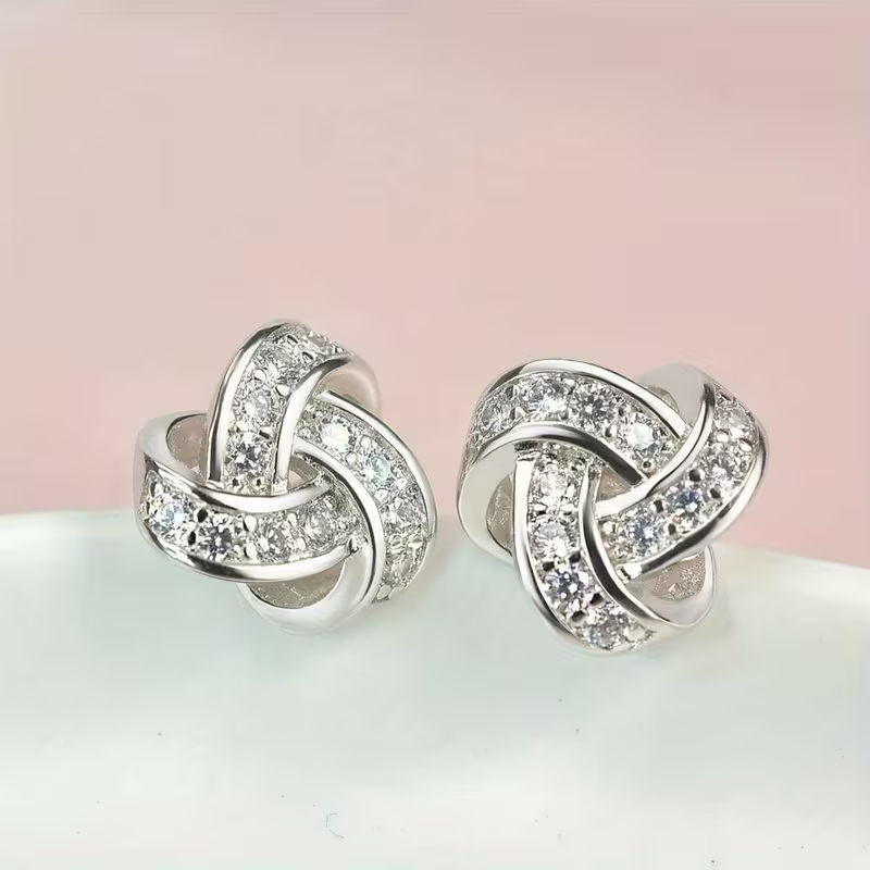 Sparkling Love Knot Earrings