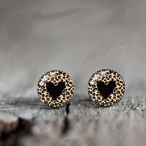Vintage Rounded Black Heart Earrings