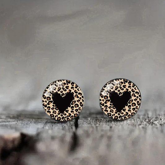Vintage Rounded Black Heart Earrings