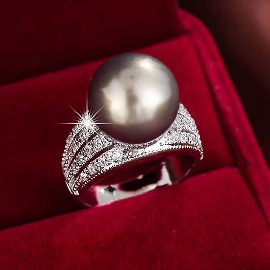 Dark Pearl Zirconia Ring