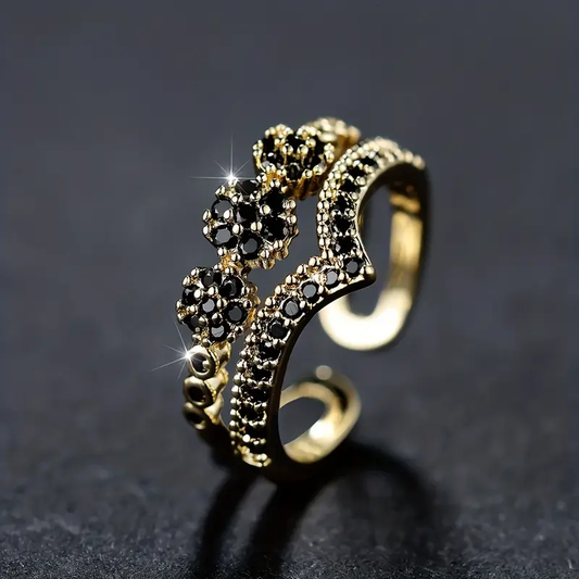 Vintage Black Zirconia Crown Ring