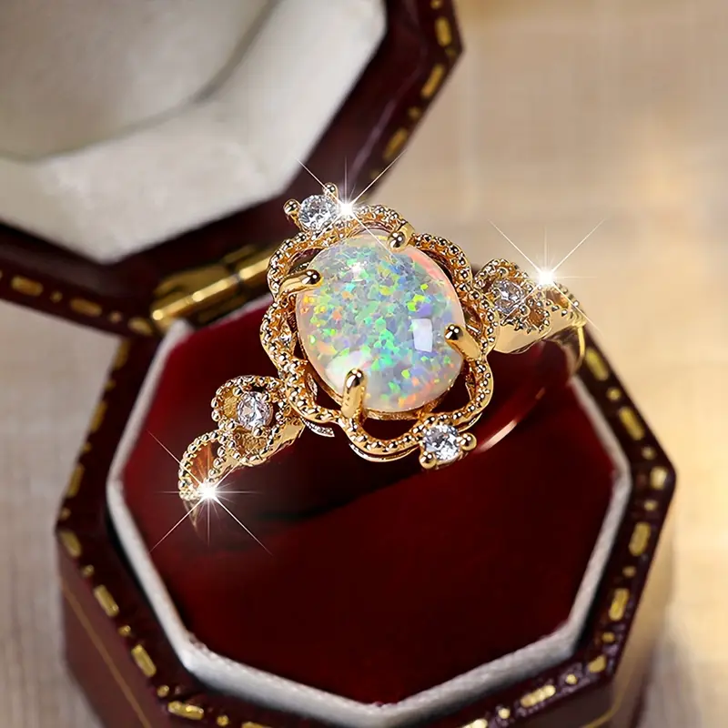 Opal Gold Zirconia Ring