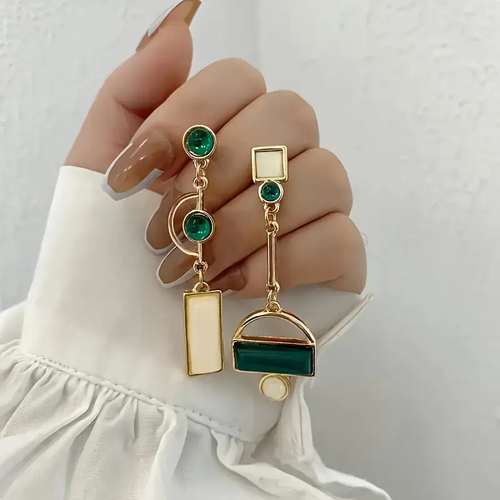 Green Gold Crystal Earrings