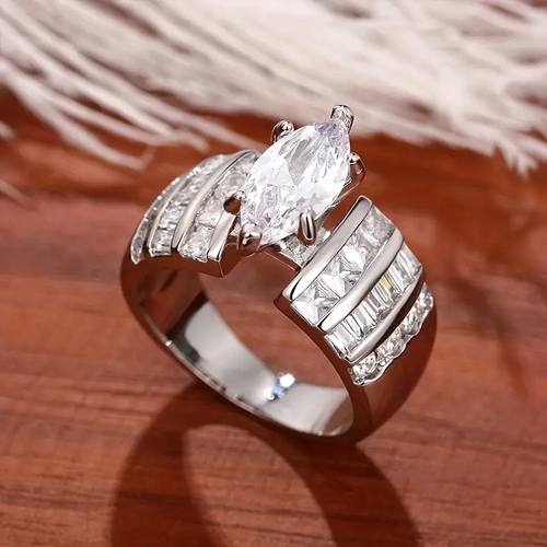 Oval Zirconia Silver Ring