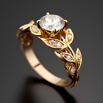 Vintage Zirconia Leaf Ring