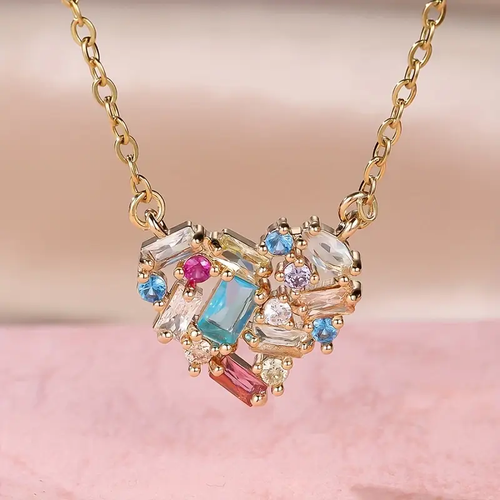 Colorful Crystal Heart Necklace