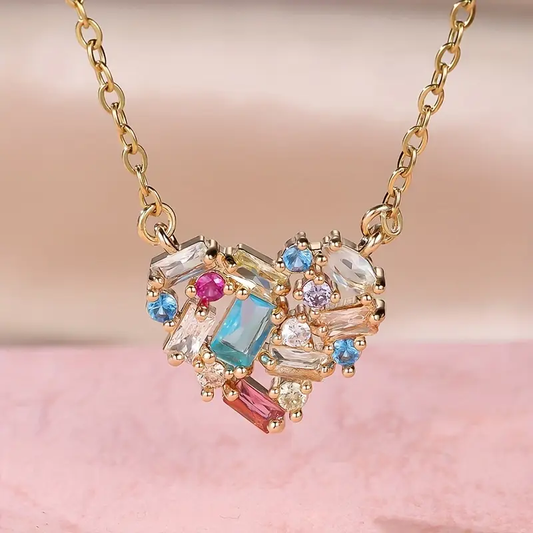 Colorful Crystal Heart Necklace