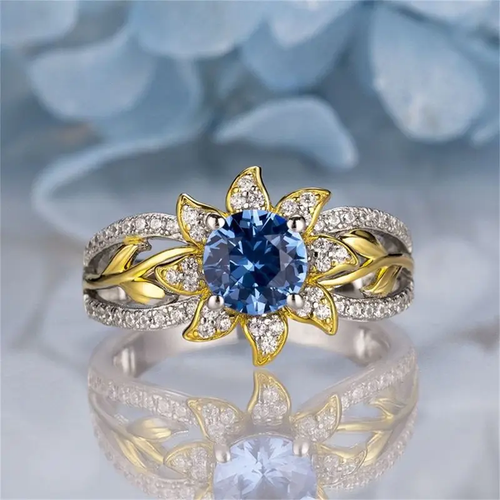 Sunflower Blue Crystal Ring