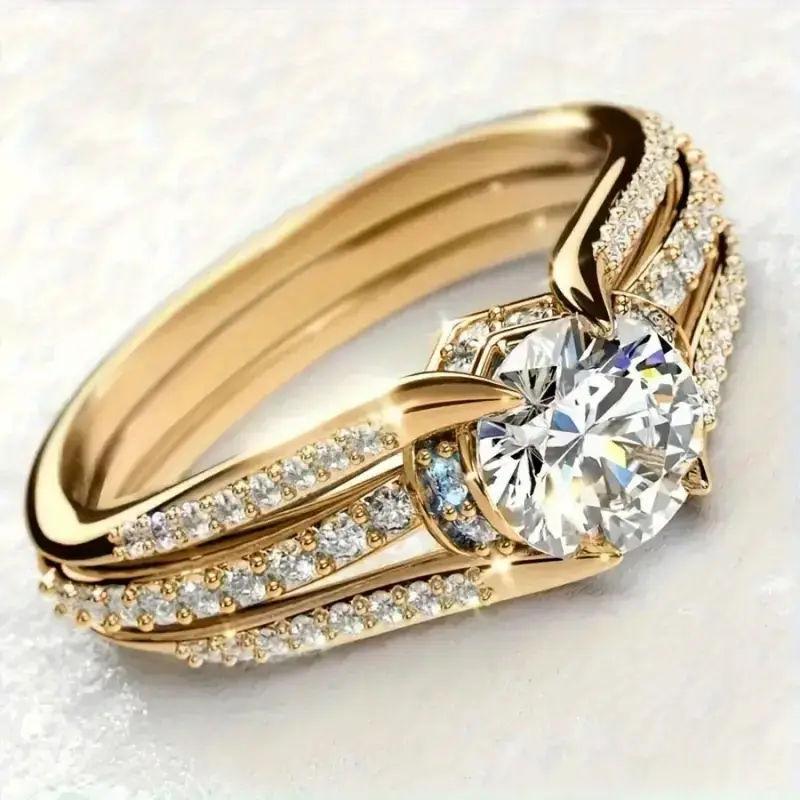 Zirconia Bright Fine Gold Ring