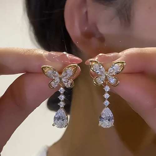 Bright Butterfly Gold Earrings