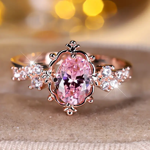 Pink Crystal Rose Ring