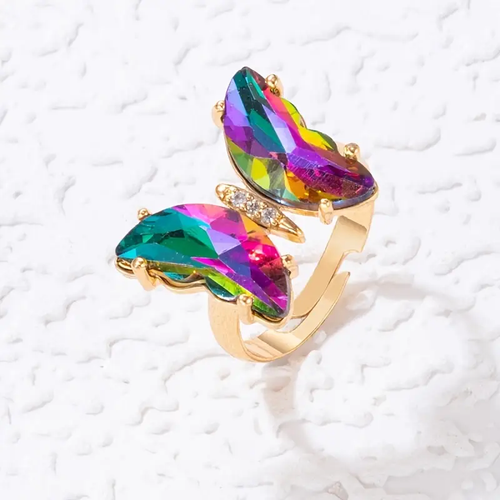 Colorful Butterfly Gold Ring