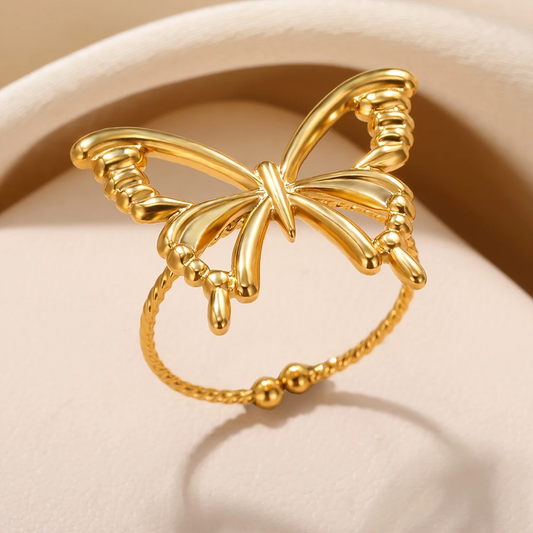 Gold Butterfly Thin Ring