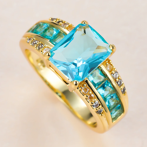 Blue Gold Glass Ring