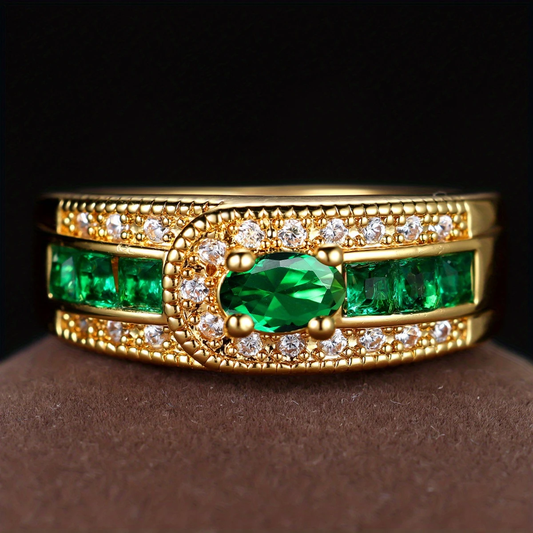 Vintage Green Zirconia Gold Ring