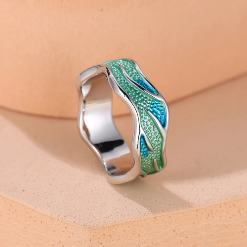 Ocean Wave Enamel Ring