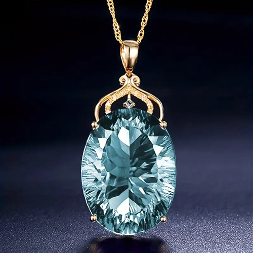 Turquoise Glass Gold Necklace