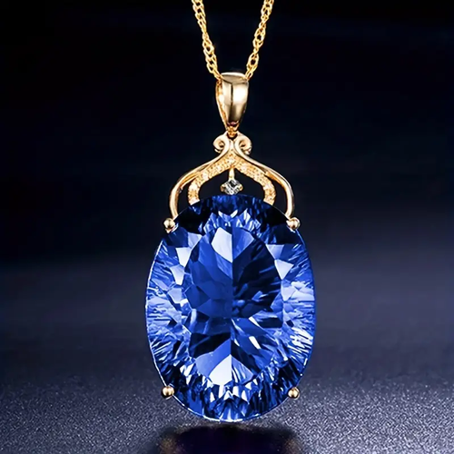 Blue Glass Gold Necklace