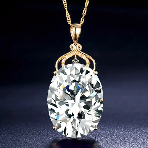 White Glass Gold Necklace