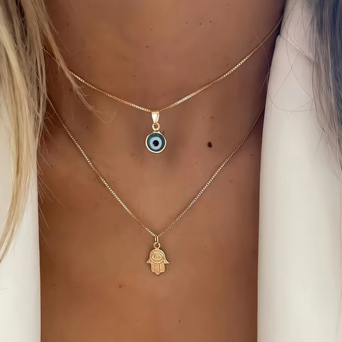 Golden Layered Nazar Necklace