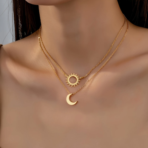 Sun & Moon Gold Layered Necklace